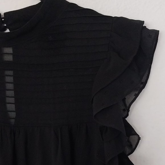 Who What Wear Black Ruffle Cap Sleeve Babydoll Dress - Picture 5 of 10